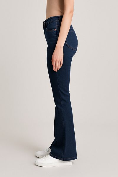 DELDNM Adriana, albastru închis, cu talie înaltă, din lycra, blugi casual cu picioare spaniole Flare -
