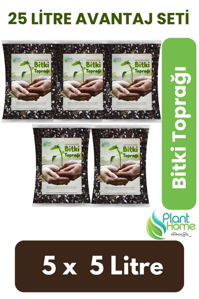 Plant Home Power Mix 20 Lt Organik Bitki Toprağı - 5x5 Lt Paket | Böcek ve Si...