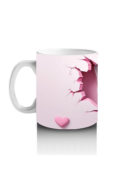 Luluyen Cute Cat Decorated with Pink Hearts – Printed Coffee Mug