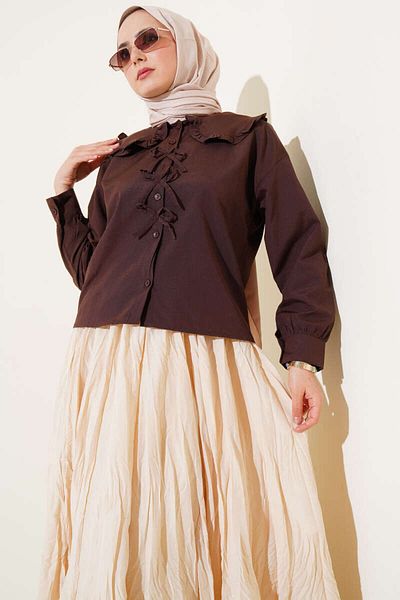 MODA Baby Collar Bow Detailed Skirt Top Crop Shirt