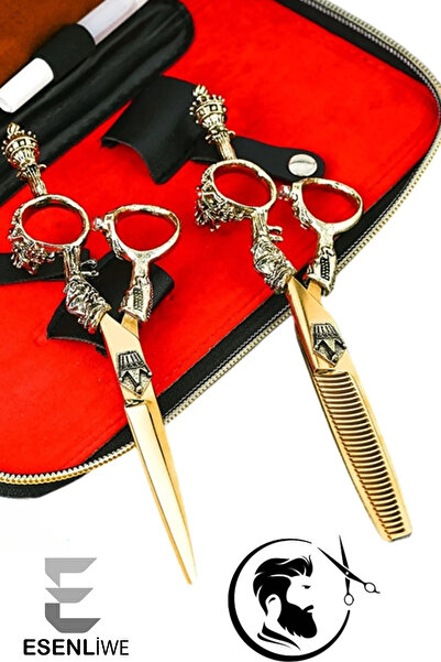 ESENLİWE Kuaför Berber Tıraş Seti Kuaför Makas Ara Makas Saç Kesim Makas Seti Ultra Profesyonel Deri Çantalı