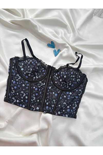 İNKO İÇ GİYİM Çiçek Desenli Tül Balenli Büstiyer