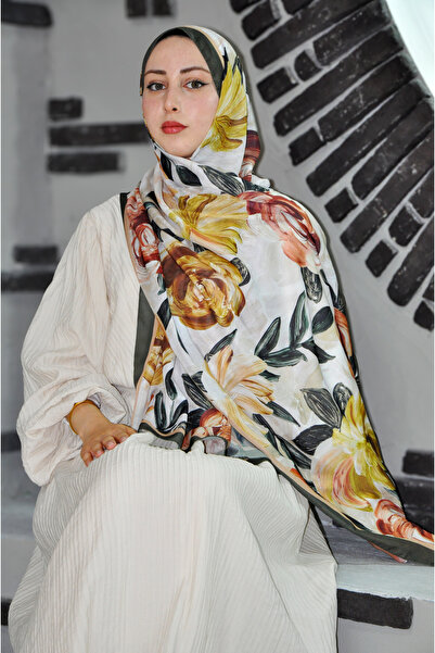 MSCARFS Rosette Pattern Cotton Voile Silk Shawl