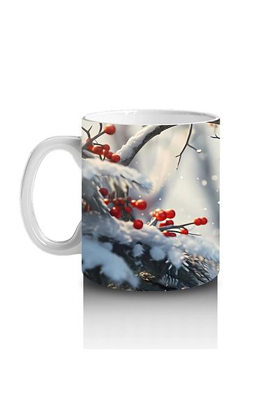 Luluyen Cheerful Red Cardinal on Snowy Branches – Printed Mug