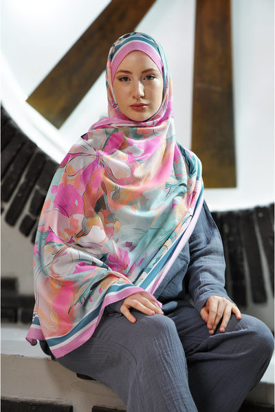 MSCARFS شال حريري من القطن بنمط ليليا