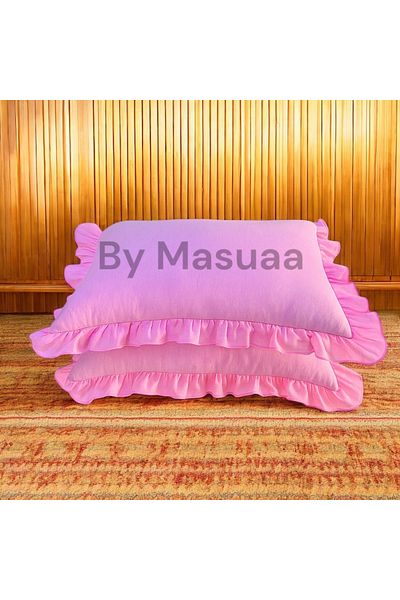 By Masuaa Pink Ruffle Pillow Case Zippered 50 X 70 cm (1 Pc)