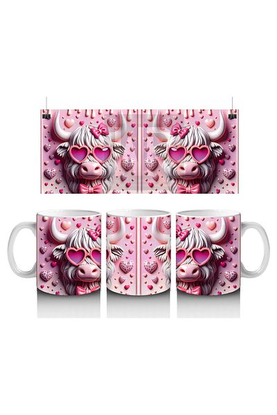 Luluyen Pink Patterned Fond of Pigs on the Background – Printed Coffee Mug