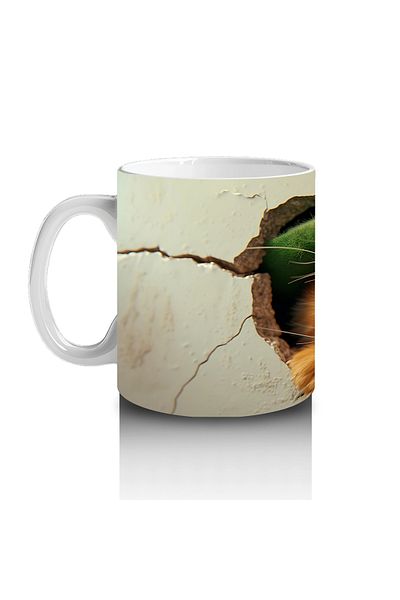 Luluyen Kitten with Hat between Broken Walls - Printed Coffee Mug