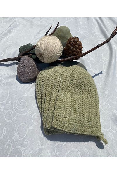 Kadife Hanım Hand Knitted Bath Roof from 100% Sheep Wool - Water Green