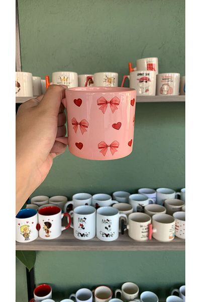 GünayStore Coquette Ribbon Pink Mug Cup Tea Coffee Cup 200 ml