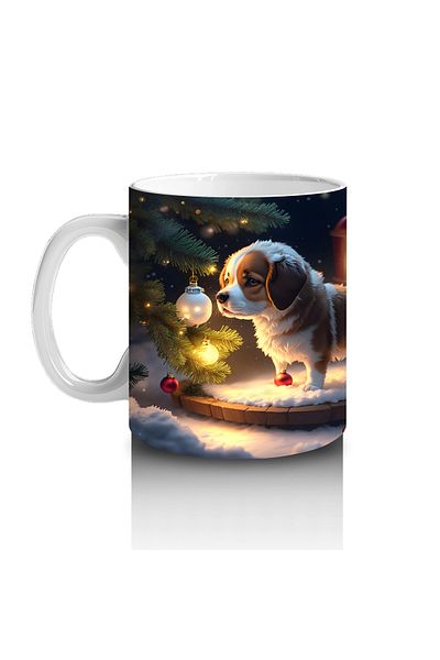 Luluyen New Year Themed Lights Decorated Dogs – Printed Coffee Mug