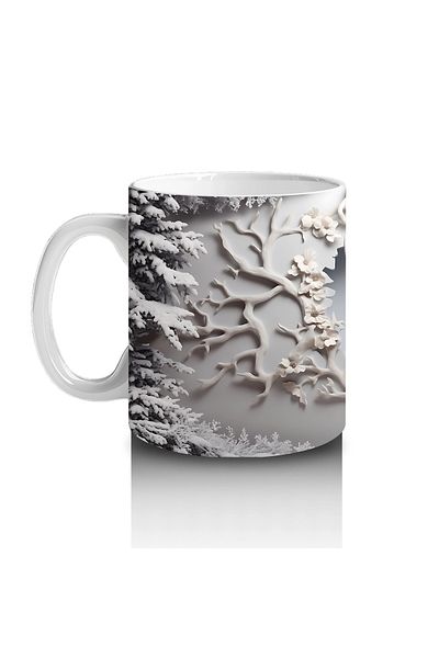 Luluyen Deer Looking Out of a Cracked Wall in Winter Landscape – Printed Coffee Mug