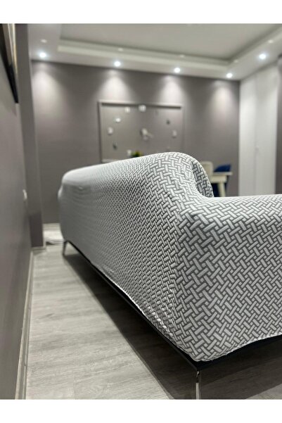Dilan Home Tuğla Desen Koltuk Örtüsü Tüm Giydirme 3 3 1 1 | Lastikli Kaymaz Tam Kapama Takım Koltuk Kılıfı