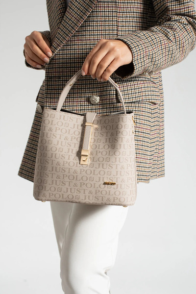 Just Polo Women's Medium Size Waterproof Faux Leather Printed Hand and Shoulder Bag Shopper 342055Pc