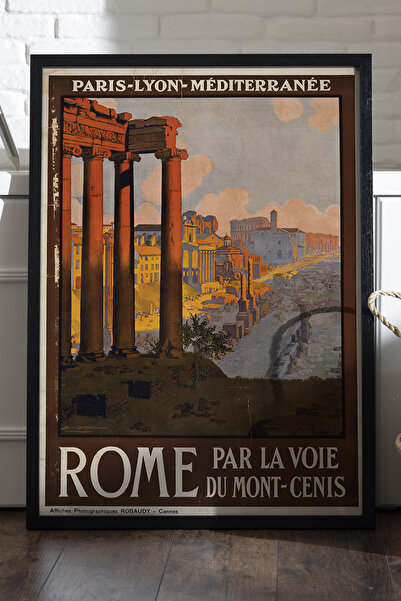 Duvarda Poster cu ramă din lemn negru Roma, pictură decorativă de perete cu t...