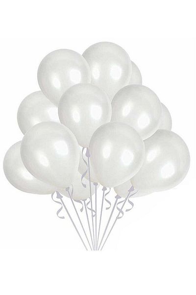 Öz-bal Metallic Pearlescent White Balloon - Set of 25 Shiny Helium Flying Balloons