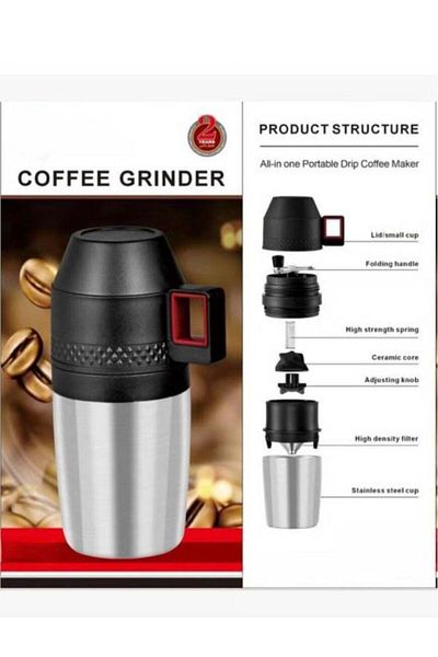 Generic All-in-One Coffee Grinder | Manual Coffee Grinder with Stainless Steel Filter and Two Cups - Innovat