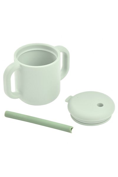Beaba Sage Green Silicone Straw Training Cup Accessory Set