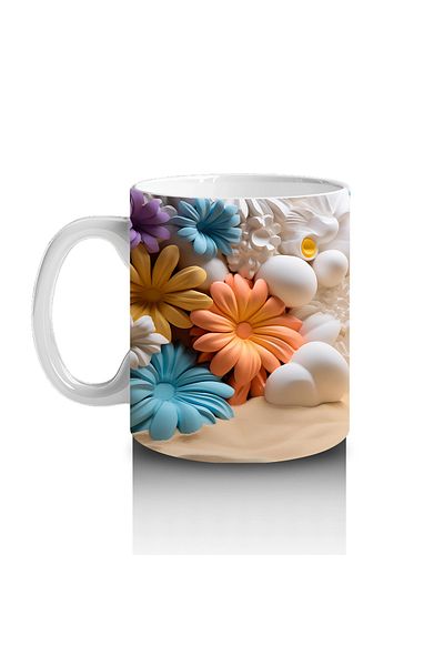 Luluyen Beach Landscape Decorated with Colorful Flowers – Printed Coffee Mug