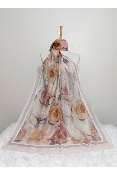 REMOMODA Patterned Soft Cotton Shawl Floral Model