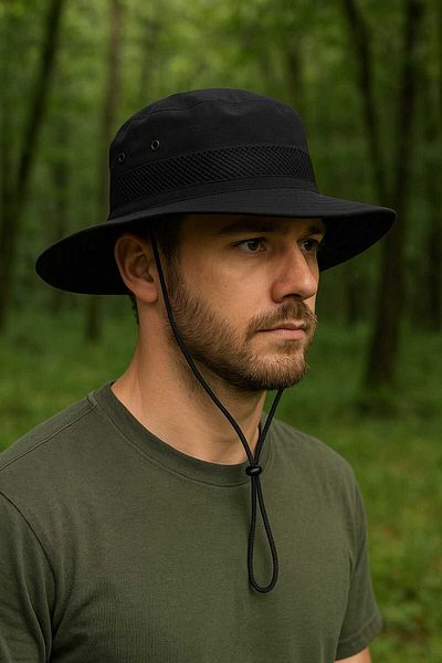 Betülce Snap Button Hiking and Hunting Panama Hat -Mesh- Unisex