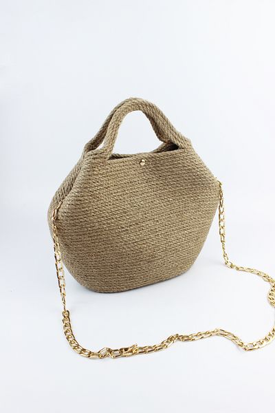 İLKYAZ Snap Closure Straw Women's Hand and Shoulder Bag 26X21X11 cm