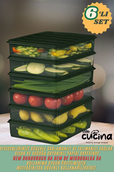 Stile Cucina 6-Piece Refrigerator Organizer Organizer Freezer Storage Container Suitable for Microwave
