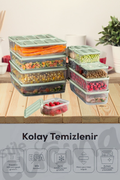 Stile Cucina 6-Piece Refrigerator Organizer Organizer Freezer Storage Container Suitable for Microwave