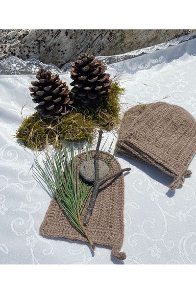 Kadife Hanım Hand Knitted Bath Roof from 100% Sheep Wool - Brown