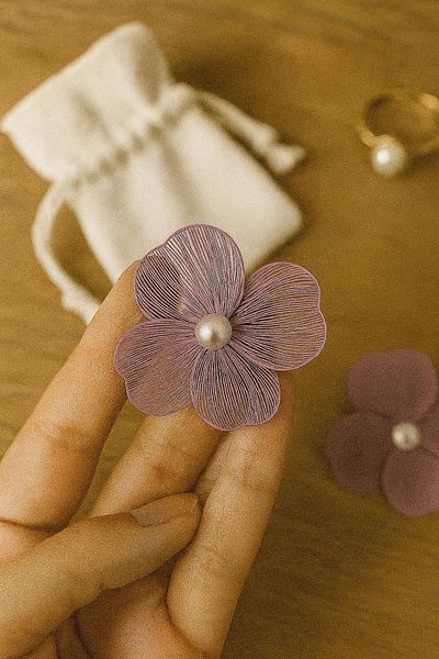 sema aksesuar Women's Flower Pearl Fairy Wire Earrings - Leyla Earrings - Pearl Lover Gift