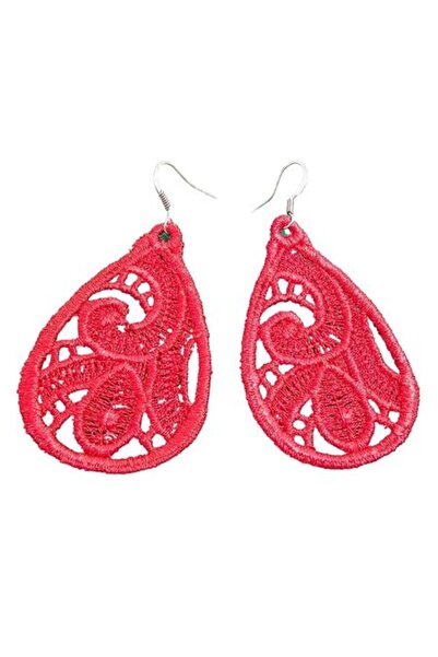 ARIALE Cercei Brodati Teardrop, Ariale, lacrima, rosu
