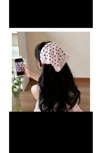 EMKSHOP Strawberry Patterned Ruffle Bohemian Crown (Scarf Boho Headband)