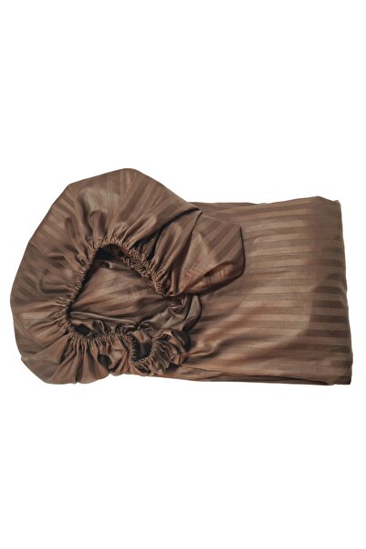 ARIALE Cearceaf de pat cu elastic ARIALE, damasc satinat, 180 X 200 X 25, Maro