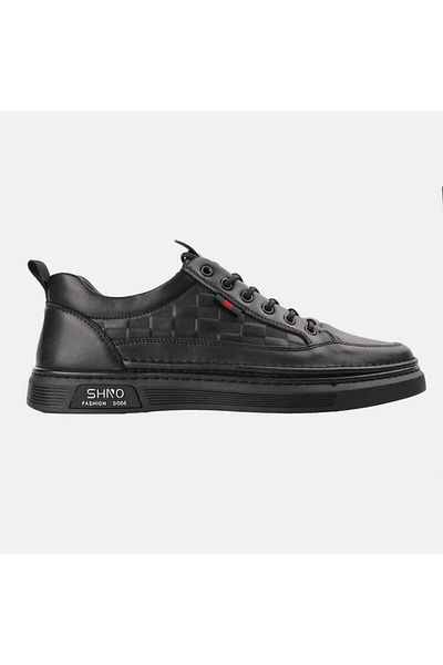 MARCOMEN 19039 Genuine Leather Black Men's Casual Shoes