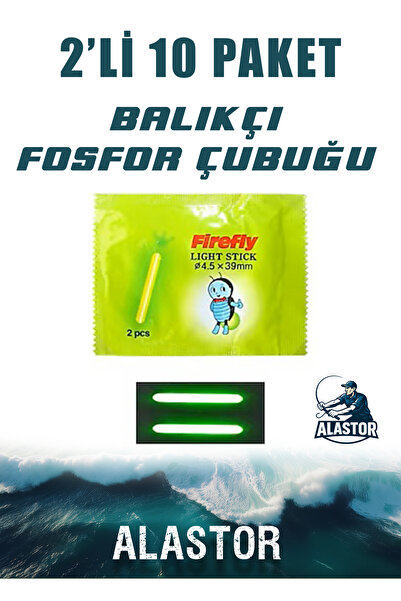 ALASTOR Balıkçı Olta Fosfor 10 Paket Çiftli Light Stick 4.5x39 Mm 10 Paket Ol...