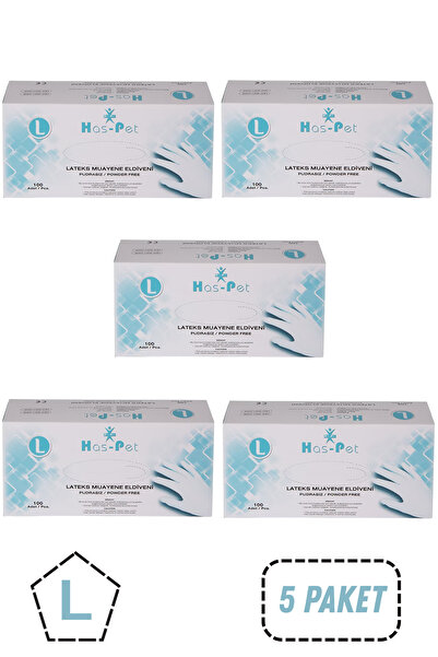 Has-Pet Haspet Pudrasız Lateks Muayene Eldiveni Large 5 Kutu
