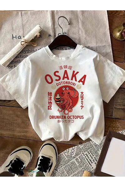 AEMİ Unisex Osaka Printed Oversize Crew Neck T-Shirt