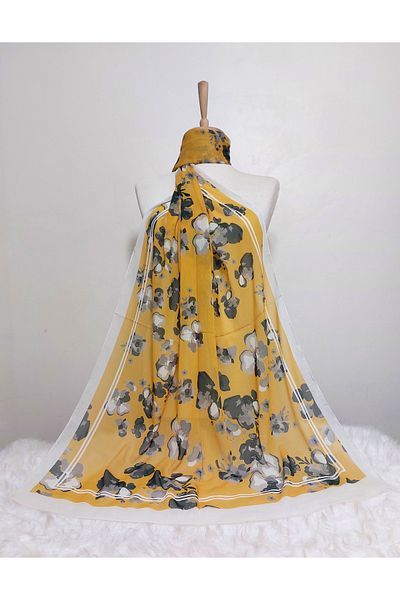 REMOMODA Floral Chiffon Shawl High Quality Fine Texture Soft Chiffon