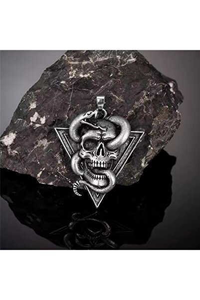 Tudivanyu Aksesuar Rattlesnake Skull Stainless Steel Necklace