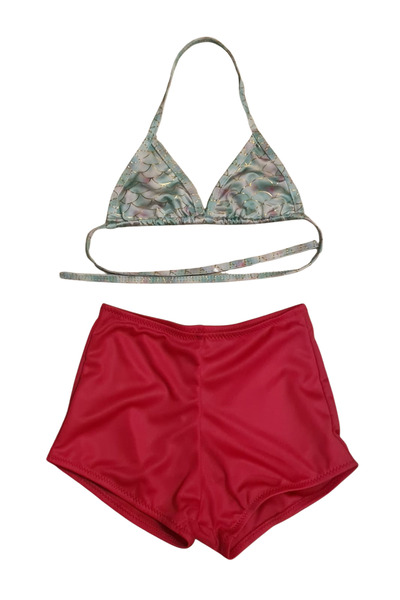 Glowzia Red Girl's Shorts Bikini Set