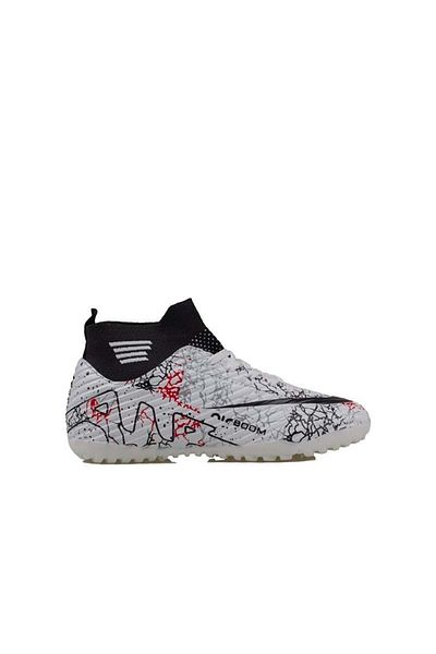 m2s White-Black Boy's High-Top Astroturf Field Shoes
