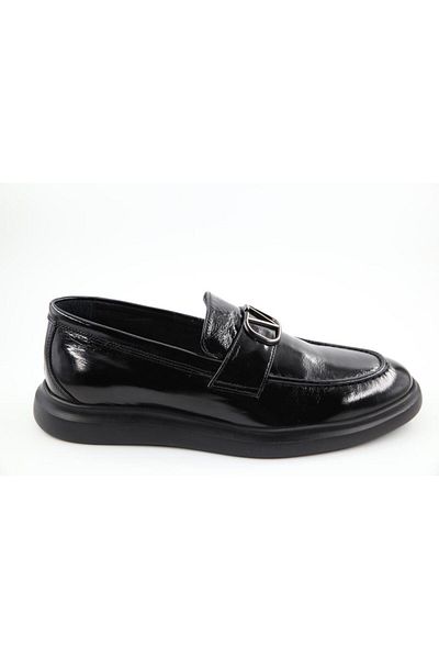 MARCOMEN 21171 Genuine Leather Black Patent Leather Men's Casual Shoes