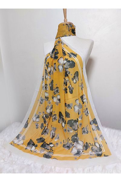 REMOMODA Floral Chiffon Shawl High Quality Fine Texture Soft Chiffon