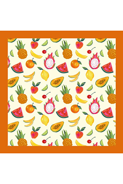 Sultan İpek Meyve Desenli Fular/bandana 48x48