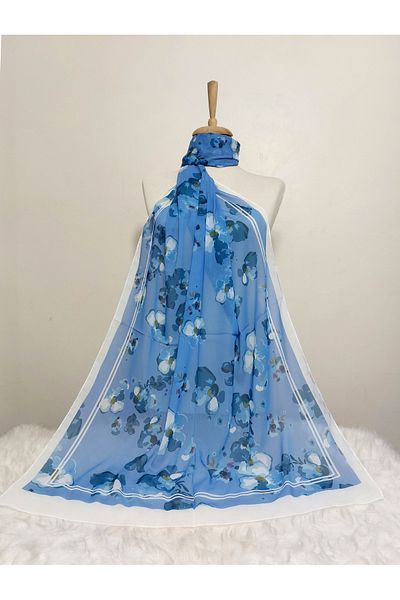 REMOMODA Floral Chiffon Shawl High Quality Fine Texture Soft Chiffon