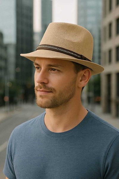 Betülce Men's Classic Panama Cowboy Hat