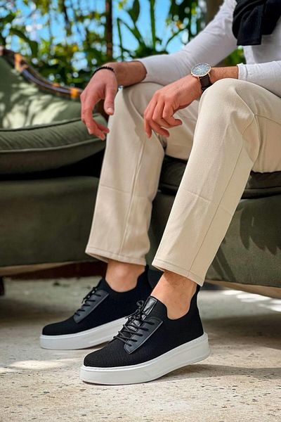 MELAMS Ushguli Black Knitwear Lace-Up Casual Men's Shoes - Kbc