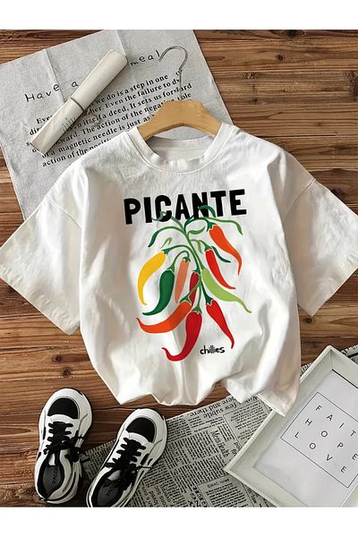 AEMİ Unisex Picante Printed Oversize Crew Neck T-Shirt
