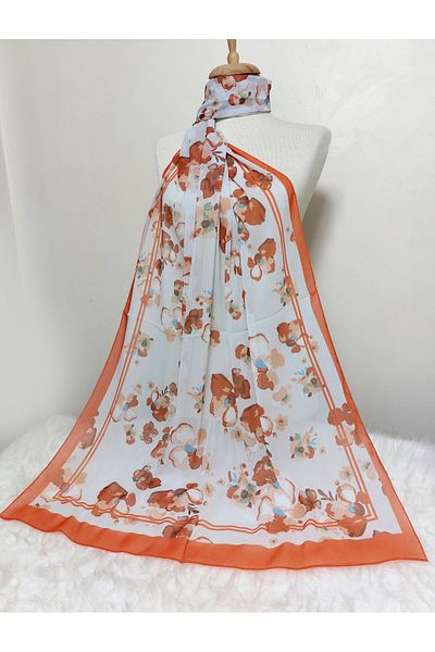 REMOMODA Floral Chiffon Shawl High Quality Fine Texture Soft Chiffon