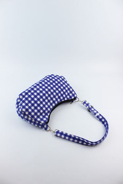 İLKYAZ Mini dimensiune carouri model denim țesătură Saks femei baghetă geantă de umăr pentru femei 24x14x7 cm
